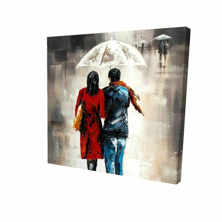 FONDO 16 x 16 in. Quiet Walk In Couple in the Rain-Print on Canvas FO2792593